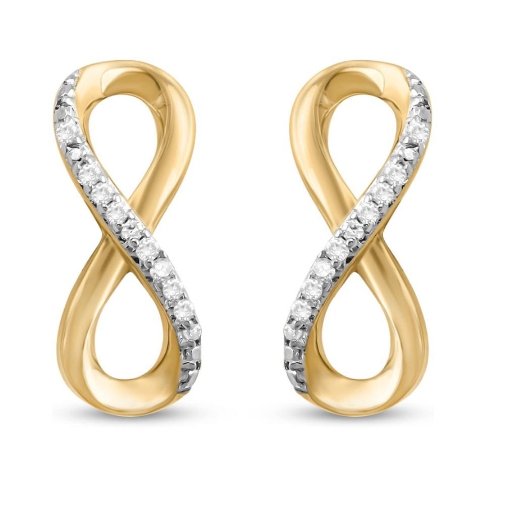 Genuine 10K Gold Diamond Eternity Earrings Minimalist Luxury